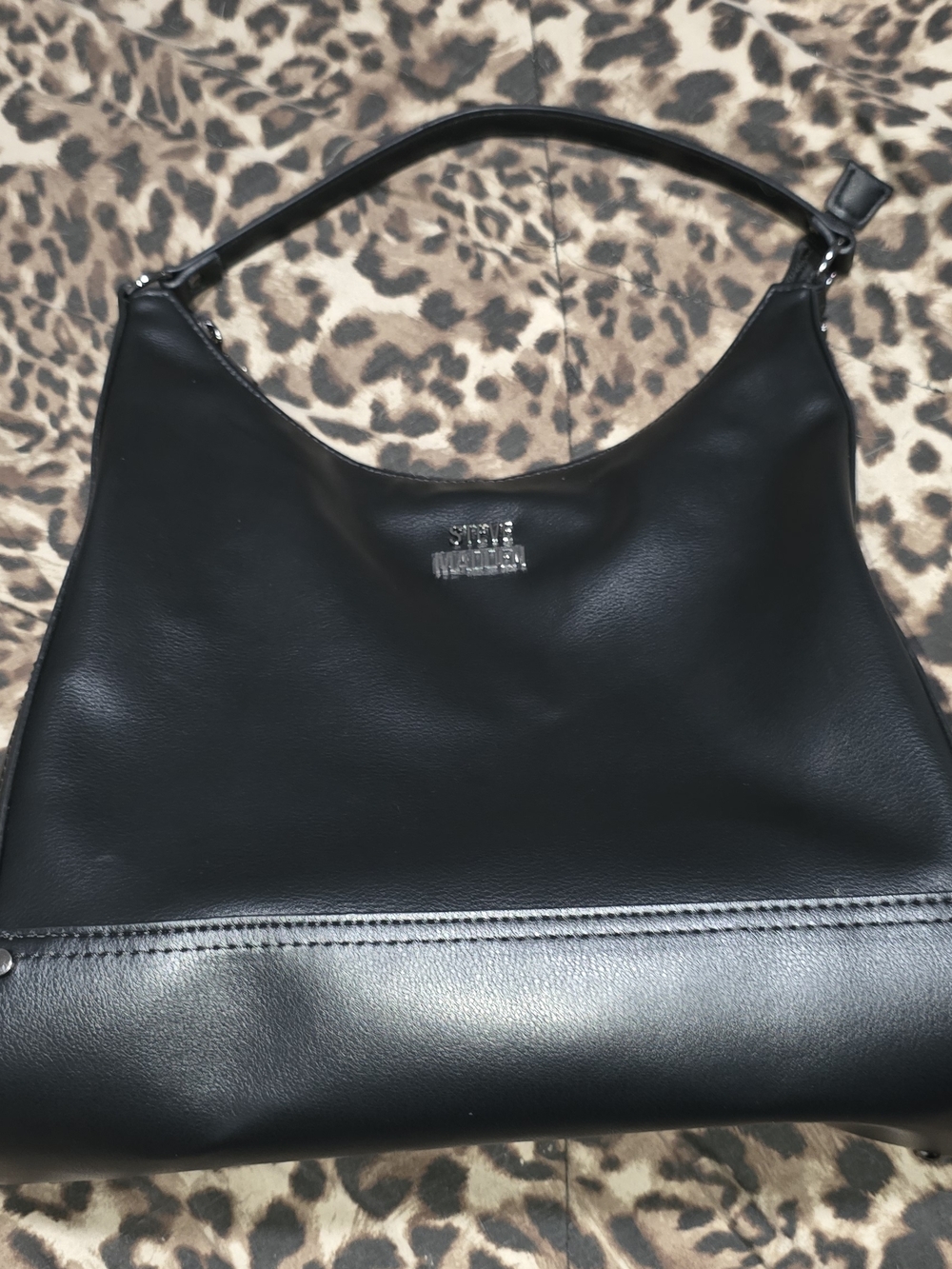 Steve Madden Black Leather Shoulder Hobo